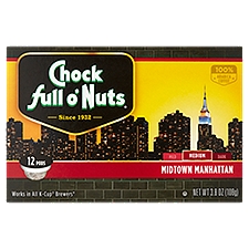 Chock full o'Nuts Midtown Manhattan Coffee, K-Cup Pods, 3.8 Ounce