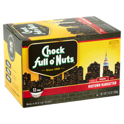 Chock full o'Nuts Midtown Manhattan Coffee K-Cup Pods, 12 count, 3.8 oz -  Fairway