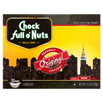 Chock Full O'Nuts Original Heavenly Ground Coffee, 32 count, 11.2 oz
