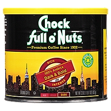 Chock Full O'Nuts 100% Arabica Dark & Bold, Ground Coffee, 23 Ounce
