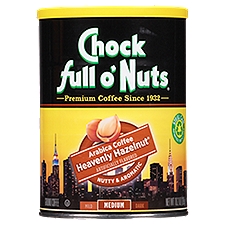 Chock full o'Nuts Arabica Heavenly Hazelnut Medium Ground, Coffee, 10.2 Ounce