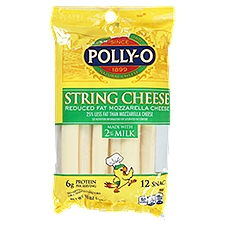 Polly-O Reduced Fat Mozzarella Natural String Cheese Snacks, 12 count, 10 oz