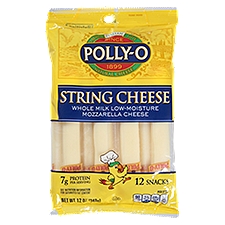 Polly-O Creamy Mozzarella Natural String Cheese, 12 count, 12 oz