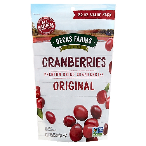 Decas Farms Original Premium Sweetened Dried Cranberries Value Pack, 32 oz