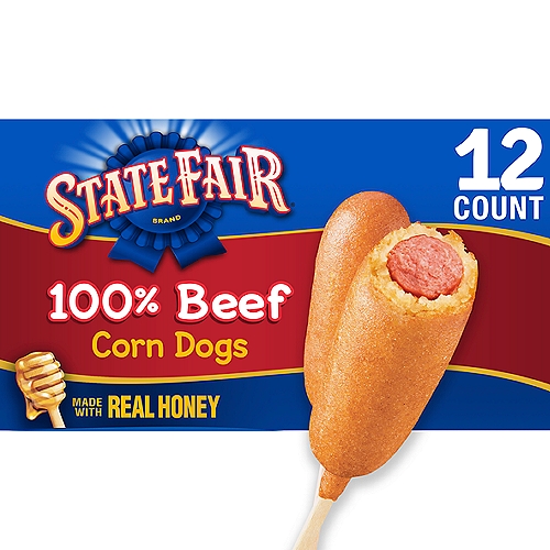 State Fair Beef Corn Dogs with Honey Sweetened Batter, Frozen, 12 Count