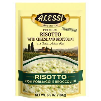 Alessi Premium Risotto with Cheese and Broccolini and Italian Arborio Rice, 6.5 oz