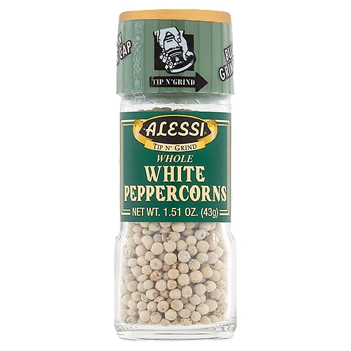 Alessi Tip N' Grind Whole White Peppercorns, 1.51 oz
Considered by many to be the finest of peppers, it does not disturb the aesthetic appearance of white sauces.