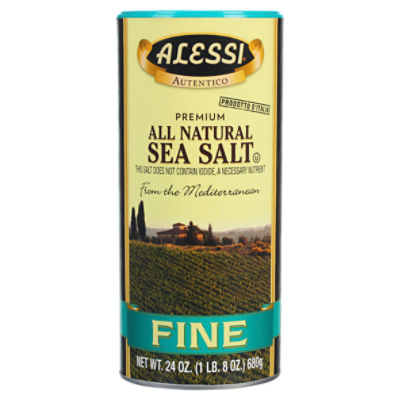Alessi Premium Fine All Natural Sea Salt, 24 oz