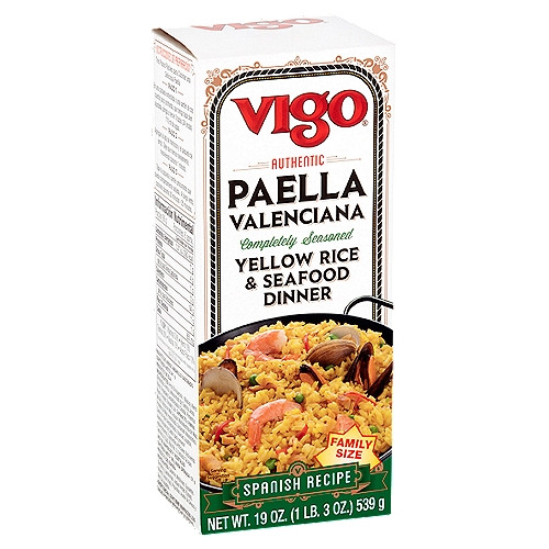 Vigo Authentic Paella Valenciana Completely Seasoned Yellow Rice & Seafood Dinner Family Size, 19 oz