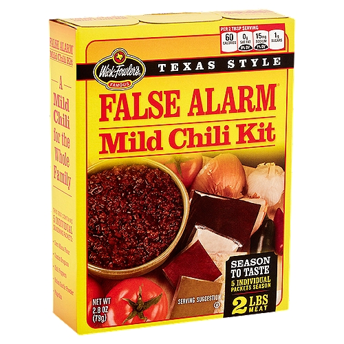 Wick Fowler's Famous False Alarm Texas Style Mild Chili Kit, 5 count, 2.8 oz