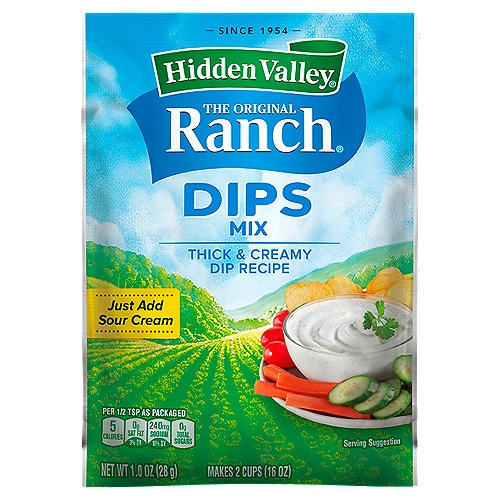 Hidden Valley The Original Ranch Dips Mix, 1.0 oz
Everyday Enjoyment
The cool, creamy ranch taste you love in an easy-to-make dip. It's the perfect snack for any occasion.