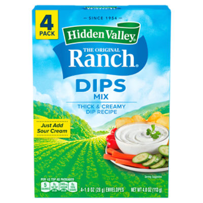 Hidden Valley Original Ranch Dips Mix, 4 Packets, 4 Ounce