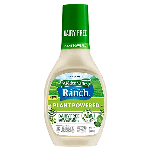 Hidden Valley The Original Ranch Dairy Free Plant Powered Topping & Dressing, 12 fl oz
Certified Plant Based®