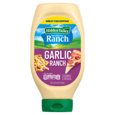 Hidden Valley Garlic Ranch Condiment and Dressing, 20 Fluid Ounce Bottle