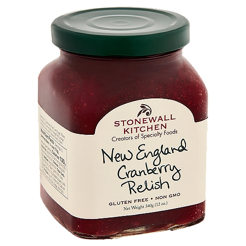 Stonewall Kitchen New England Cranberry Relish, 12 oz
We're told cranberry relish was first served to the pilgrims at Plymouth Rock. A symbol of peace, cranberries are one of three berries native to American soil. This traditional relish was created for your modern-day thanksgiving meal and after-feast turkey sandwich.