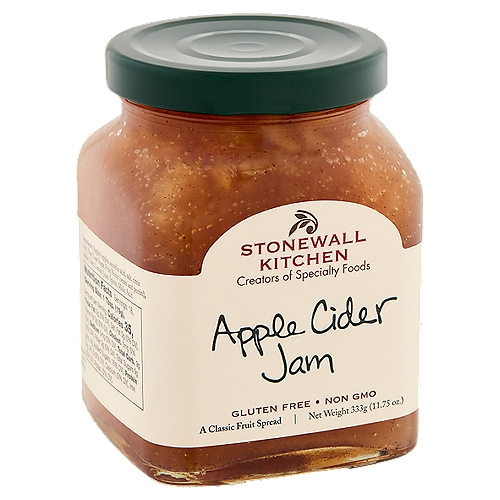 Stonewall Kitchen Apple Cider Jam, 11.75 oz
Made from a variety of crisp, juicy apples, tart apple cider and aromatic spices, this delicious jam captures the refreshing taste of homemade cider found at pick-your-own orchards. Enjoy it as a spread or use it in recipes with pork chops or chicken.