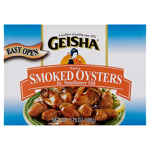 Geisha Fancy Smoked Oysters in Sunflower Oil, 3.75 oz
