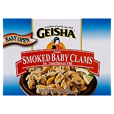 Geisha Fancy Smoked Baby Clams in Cottonseed Oil, 3.75 Ounce