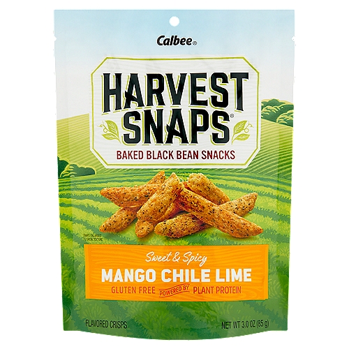 Calbee Harvest Snaps Mango Chile Lime Flavored Crisps, 3.0 oz
Baked Black Bean Snacks

Dig In. Veg Out.
Veggies Are Always the #1 Ingredient
No Artificial Flavors or Preservatives
Baked [This is a No-Fry Zone]

That Crunch You Crave with Big-Time Taste - Our Snacks Are Super Satisfying without Being Sinful. And Because Our Beans Are Farm-Picked and Milled in-House, they Pack Plant-Powered Protein in Every Snap. Bring on the Fiber, the Flavor and the Feel Good.