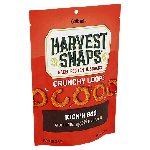 Calbee Harvest Snaps Crunchy Loops Kick'n BBQ Flavored Crisps, 2.5 oz
Baked Red Lentil Snacks

Veg Out on a Crunchy Snack that's o-so Good! Made from Farm-Picked Lentils and Baked to Be Super Satisfying, these Crunchtastic Poppable Loops are Packed with Big-Time Flavor. It's a Tasty Way to Get Your Snack on, so Crunch the Day Away.