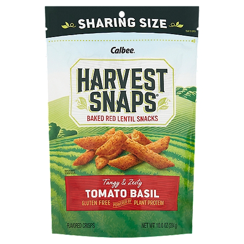 Calbee Harvest Snaps Tomato Basil Baked Red Lentil Snacks, 10 oz