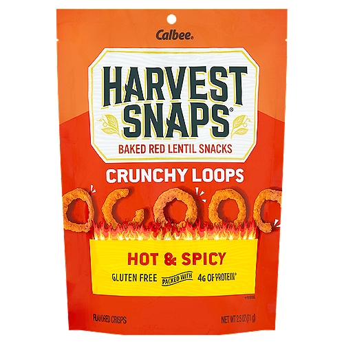 Calbee Harvest Snaps Crunchy Loops Hot & Spicy Flavored Crisps, 2.5 oz