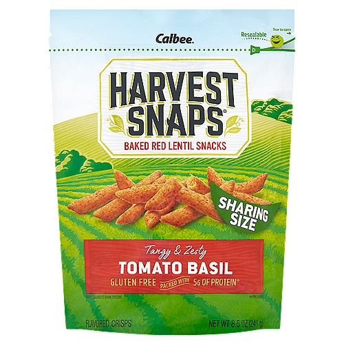Calbee Harvest Snaps Tangy & Zesty Tomato Basil Flavored Crisps Sharing Size, 8.5 oz