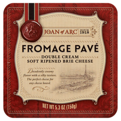 Joan of Arc Fromage Pavé Double Cream Soft Ripened Brie Cheese, 5.3 oz