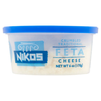 Nikos Traditional Greek Style Crumbled Feta Cheese, 6 oz