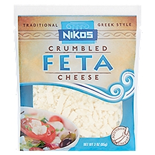 Nikos Traditional Greek Style Crumbled Feta, Cheese, 3 Ounce