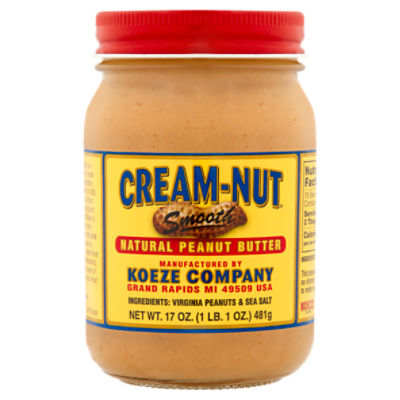 Cream-Nut Smooth Natural Peanut Butter, 17 oz