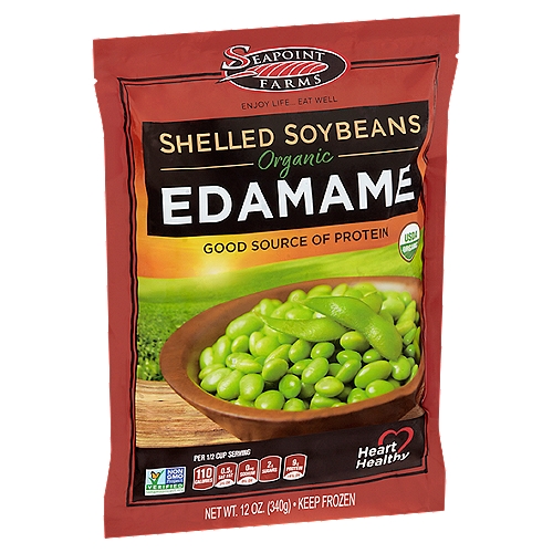 Seapoint Farms Edamame Organic Shelled Soybeans, 12 oz
At Seapoint Farms we believe in harvesting the healthy way with naturally grown, nutrient rich foods. Our Organic Edamame (ed-ah-mah-may) is packed with plant based protein and fiber. 25 grams of soy protein a day, as part of a diet low in saturated fat and cholesterol, may reduce the risk of heart disease. This little green gem nourishes your heart and your soul.
