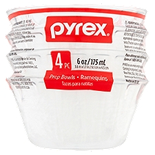 Pyrex 6 oz, Prep Bowls, 4 Each