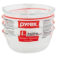 Pyrex 10 oz, Prep Bowls, 4 Each