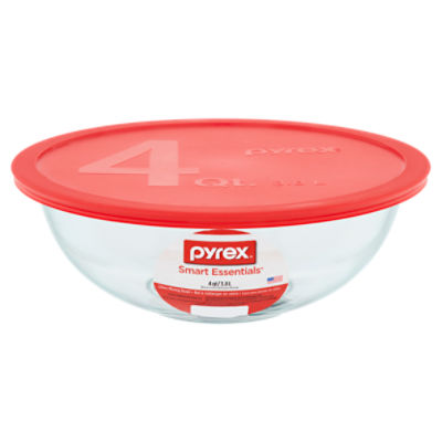 Pyrex Smart Essentials Glass Mixing Bowl - Clear/Red, 4 qt - Pay