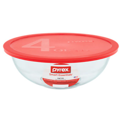 Pyrex Smart Essentials Glass Mixing Bowl - Clear/Red, 4 qt - Ralphs