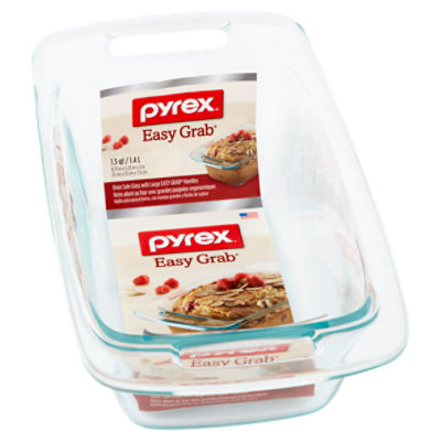 Pyrex Easy Grab 1.5 Quart Loaf Dish with Red Plastic Cover