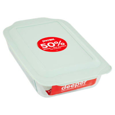 Pyrex 50% Deeper Baking Dish Deep Glass Baking Dish with Lid, 4.7 L