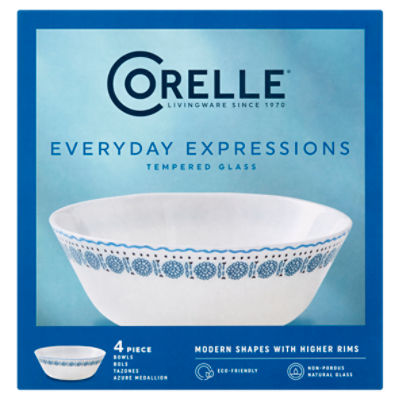 Corelle Everyday Expressions Tempered Glass Bowls, 4 count