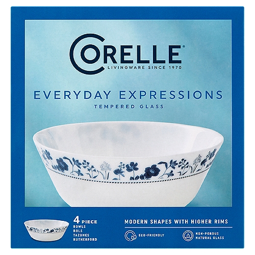 Corelle Everyday Expressions Tempered Glass Rutherford Bowls, 4 count