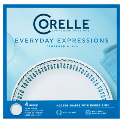 Corelle Everyday Expressions Tempered Glass Salad Plates, 4 count