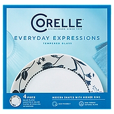 Corelle Everyday Expressions Tempered Glass Salad Plates, 4 count, 4 Each