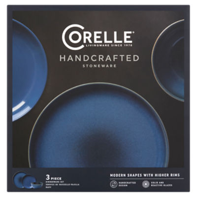 Corelle Handcrafted Stoneware Navy Dinnerware Set, 3 count