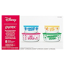 Pyrex Disney 8 Piece Set Decorated Glass Food Storage Containers, 4 count