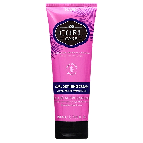 HASK Curl Care Curl Defining Cream, 6.7 fl oz
Styler

Curl Activating Complex: For long-lasting, frizz-free curl retention & definition.
Keep those curls in shape with the Hask Curl Defining Cream. This lightweight, humidity-proof formula works to enhance your natural curl pattern, leaving curls touchably-soft and defined. Enriched with a miracle blend of coconut oil, argan oil & vitamin E to seal-in moisture and shine for a frizz-free finish.
