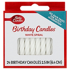 Betty Crocker Birthday Candles, White Spiral, 24 Each