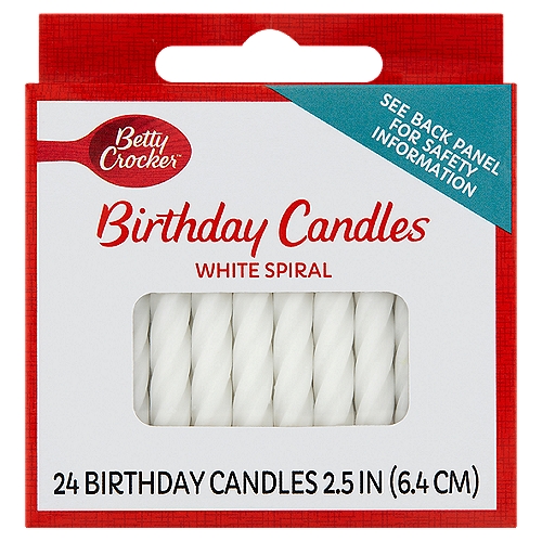 Betty Crocker White Spiral Birthday Candles, 24 count