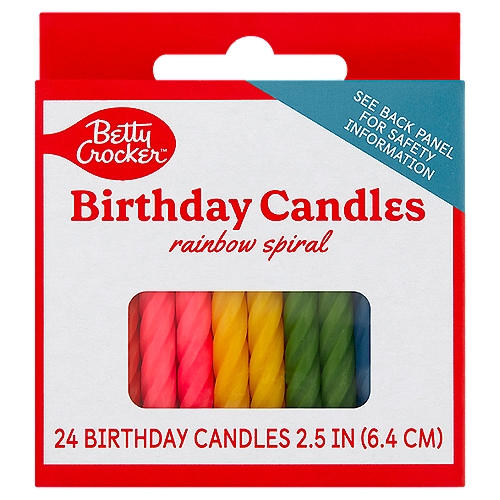 Betty Crocker Rainbow Spiral Birthday Candles, 24 count