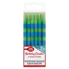 Betty Crocker Stacked Stripes, Birthday Candles, 12 Each