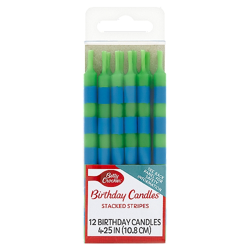 Betty Crocker Stacked Stripes Birthday Candles, 12 count